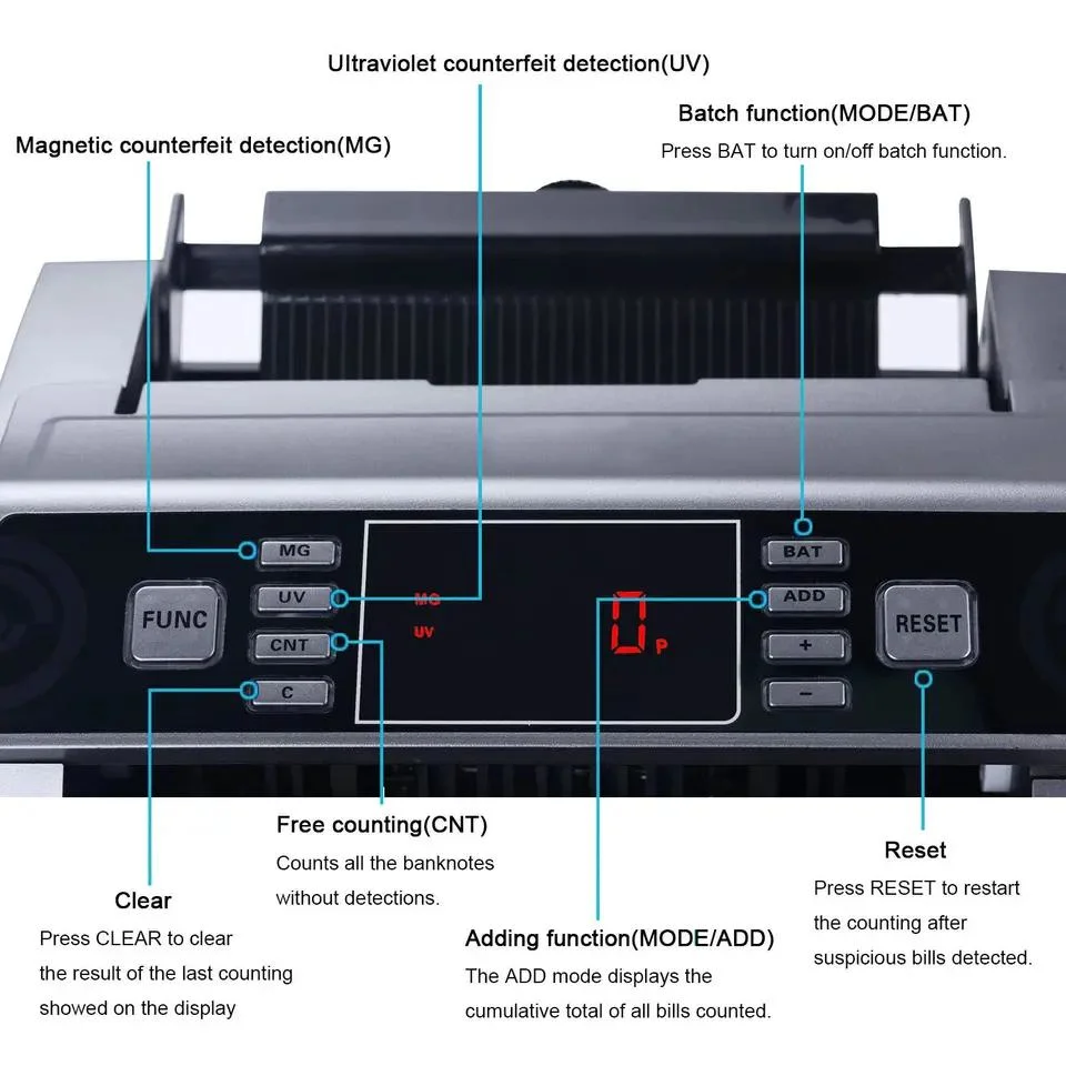 Union C09 High Speed Multi Currency Banknote Machine Money/Bill Counter with Easy to Update